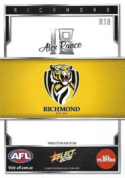 2018 Select AFL Club Team Sets - Richmond Tigers #R18 Alex Rance Back